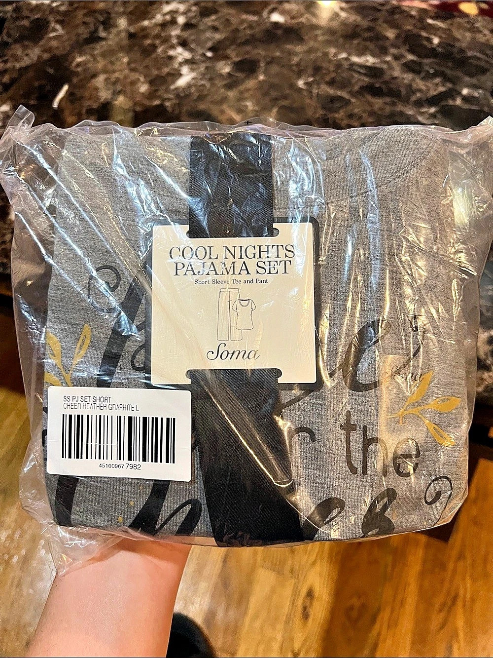 Soma Cool Nights New Year's Eve Pajama Set Pajama Set in Black & Gray NWT